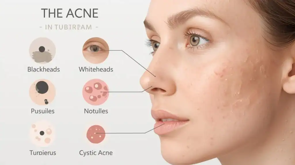 Infographic explaining types of acne.