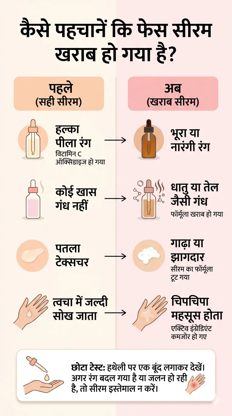 face serum expired kaise pehchane vitamin c oxidation skincare infographic