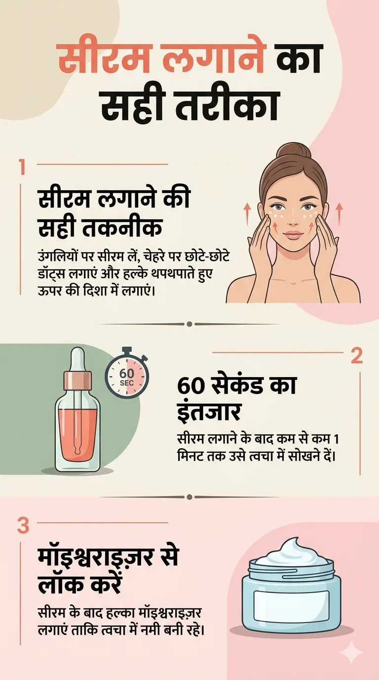 serum lagane ka sahi tarika skincare routine infographic