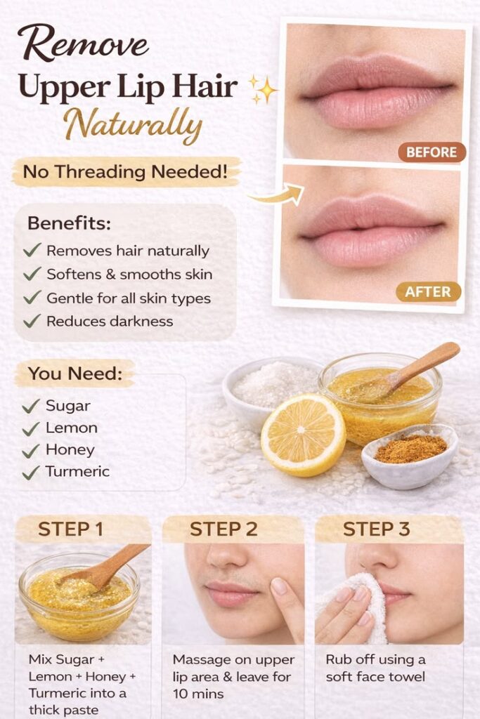 Remove upper lip hair naturally