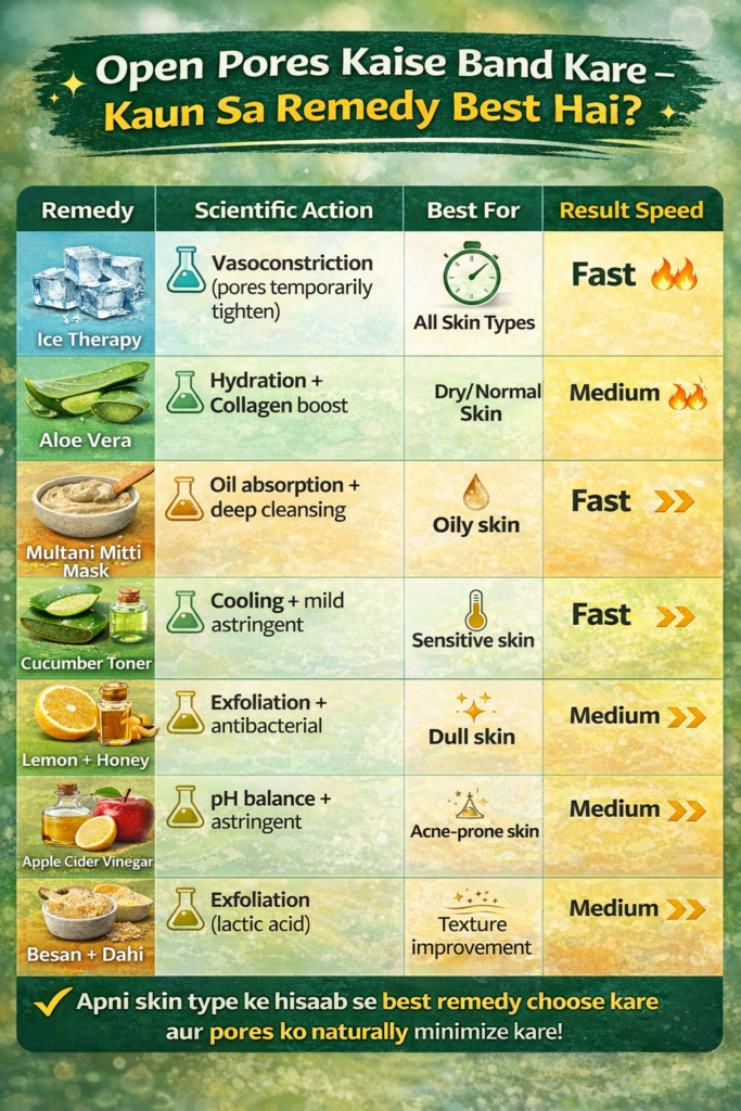 Open pores kaise km kare 