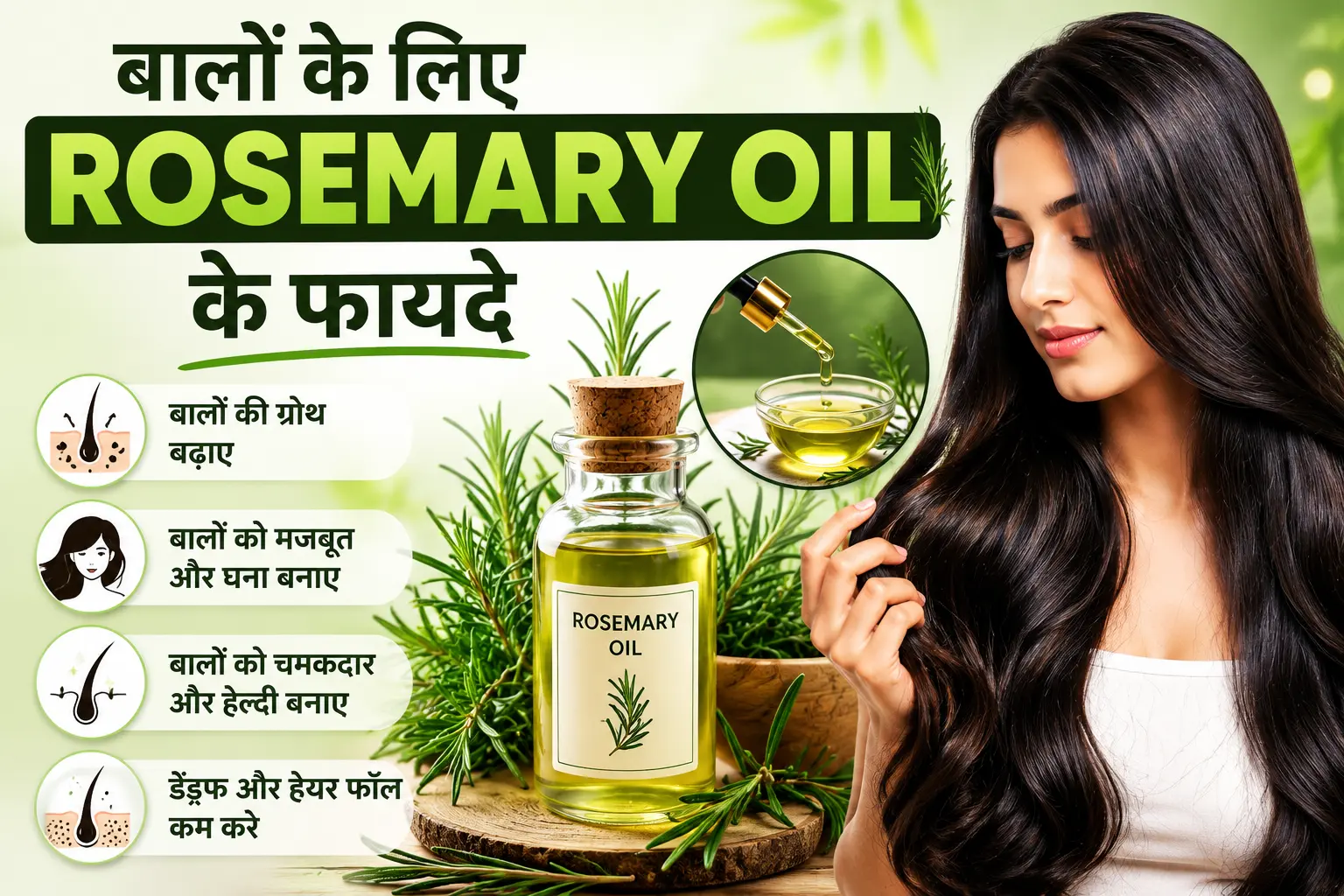 रोज़मेरी ऑयल के फ़ायदे बालों के लिए