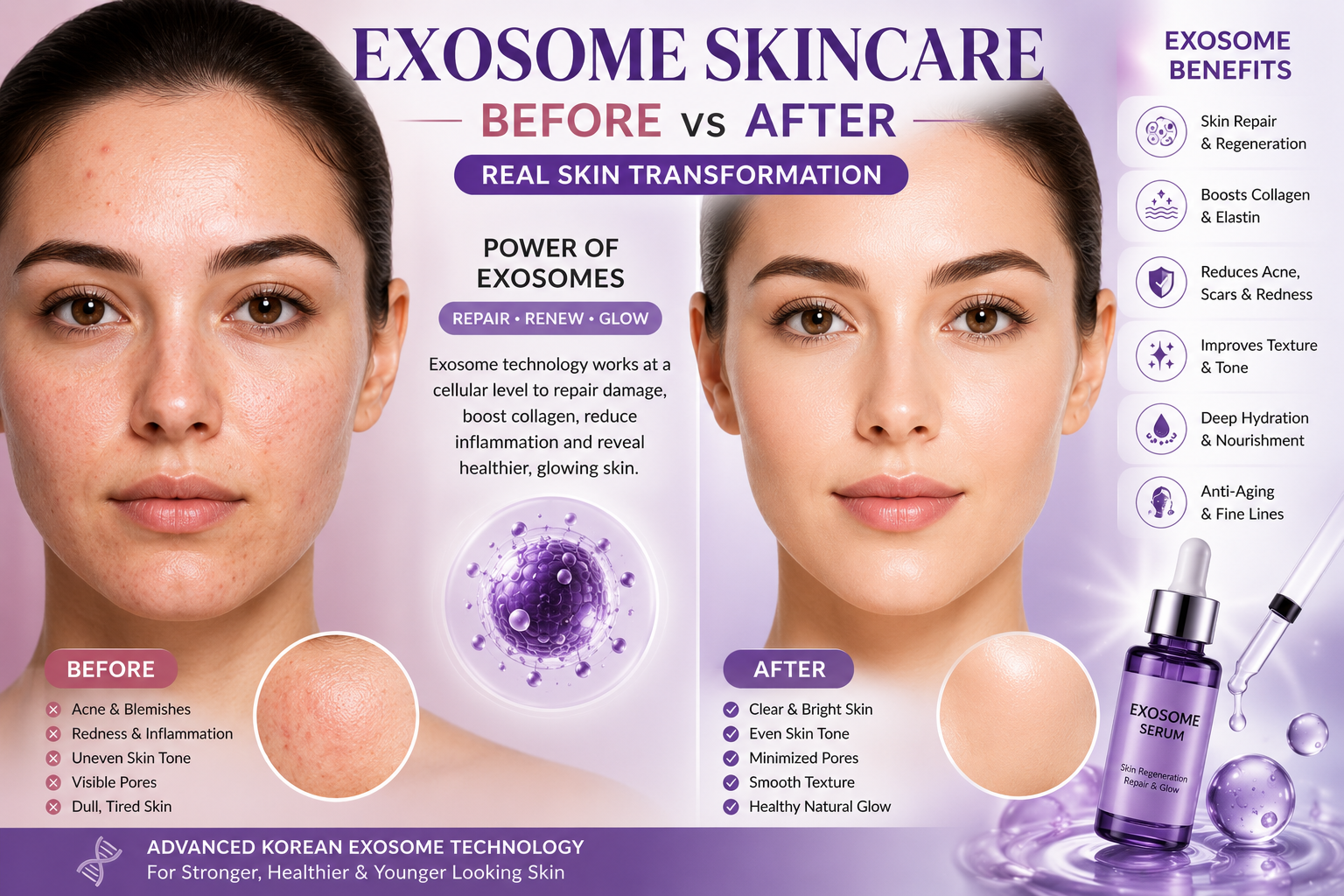 Exosome Skincare Before vs After Skin Transformation