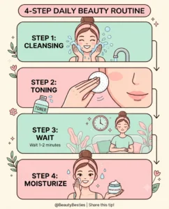 Glycolic Acid Toner in Hindi: Indian Oily Skin की Dullness का Secret — ₹1200 में Best Toner Konsa Hai? 4 4 step routine infographic