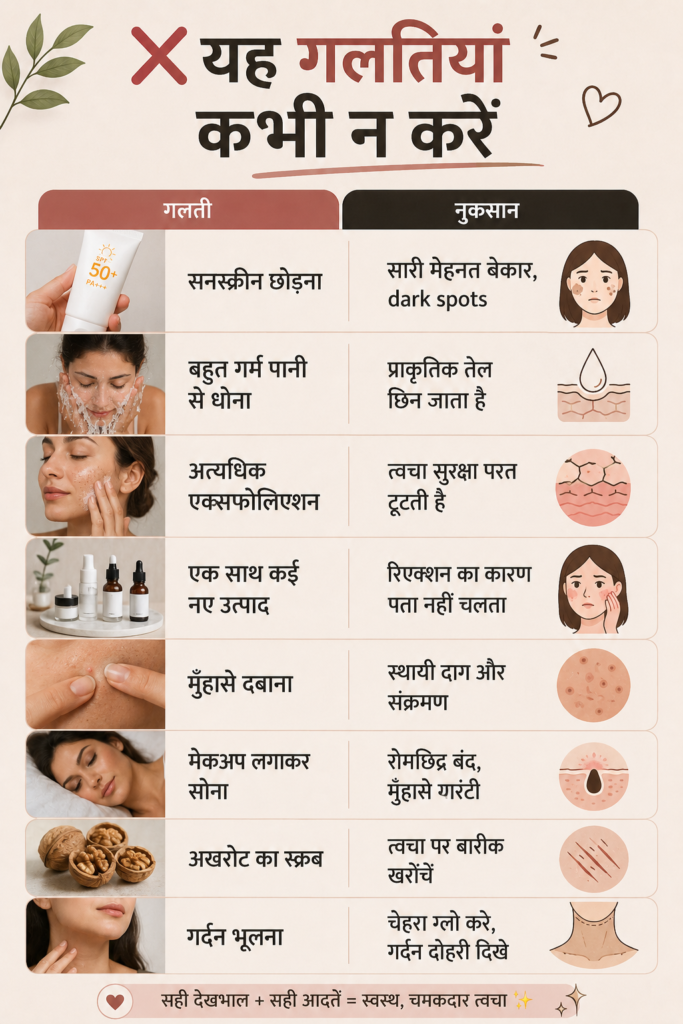 Glowing skin pane me ye galtiya ignore kare