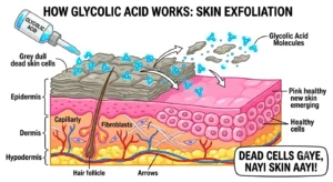 Glycolic Acid Toner in Hindi: Indian Oily Skin की Dullness का Secret — ₹1200 में Best Toner Konsa Hai? 3 How glycolic acid toner works