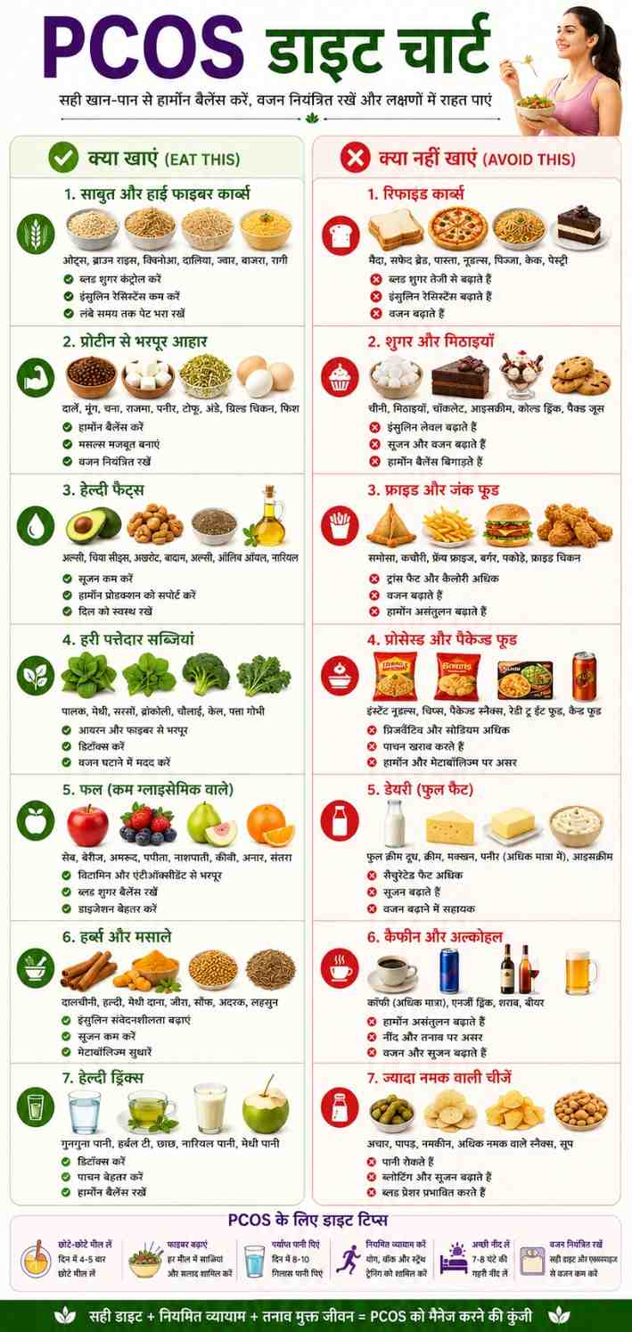 PCOS Diet Chart Foods to Eat and Avoid PCOS diet chart what to eat and what foods to avoid