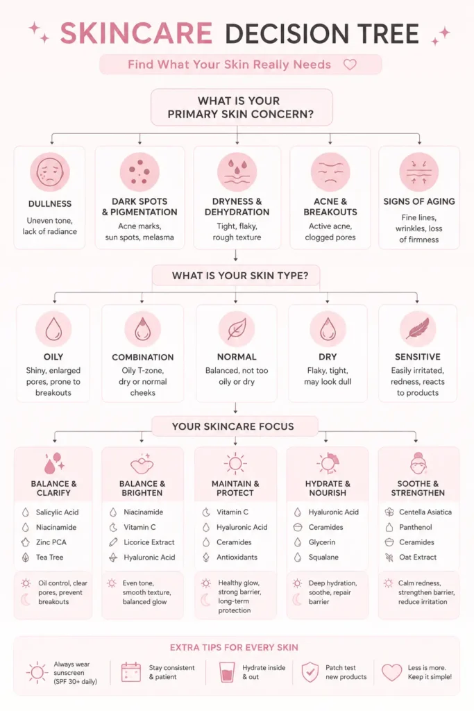 Toner for Glowing Skin 2026 — कौन सा Ingredient असली Glow देता है? (Science Guide) 4 Infographic decision guide to choose best toner for glowing skin