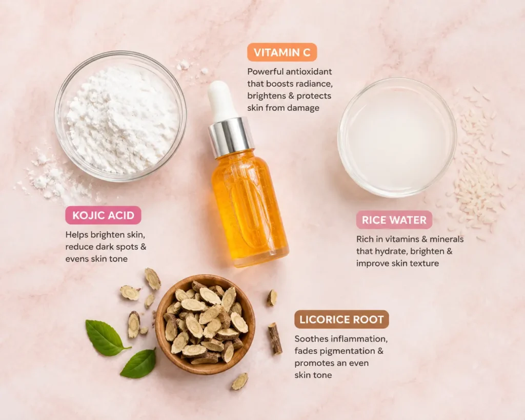 Toner for Glowing Skin 2026 — कौन सा Ingredient असली Glow देता है? (Science Guide) 3 Skincare ingredients kojic acid vitamin C and rice water for glowing skin toner