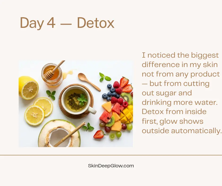 Lemon honey green tea and fruits for inside out skin detox