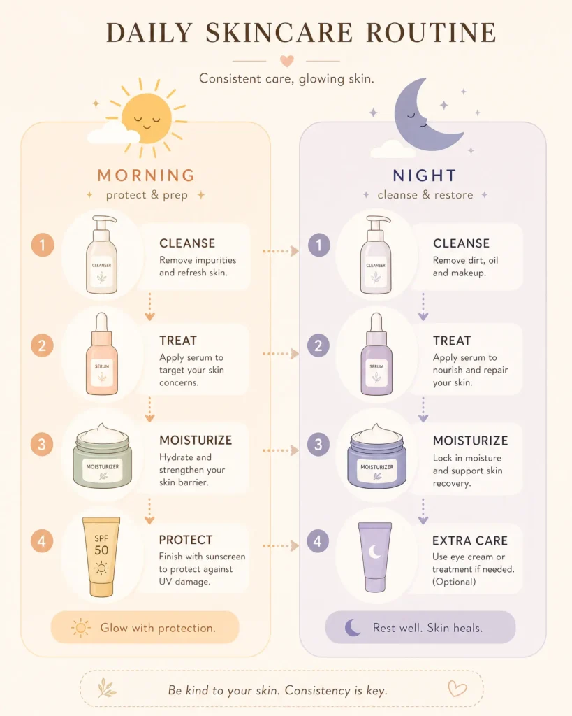 Niacinamide for Dry Skin: The Ultimate 2026 Fix 6 Niacinamide morning and night skincare routine for dry skin