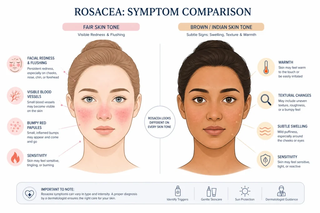 rosacea symptoms on Indian skin