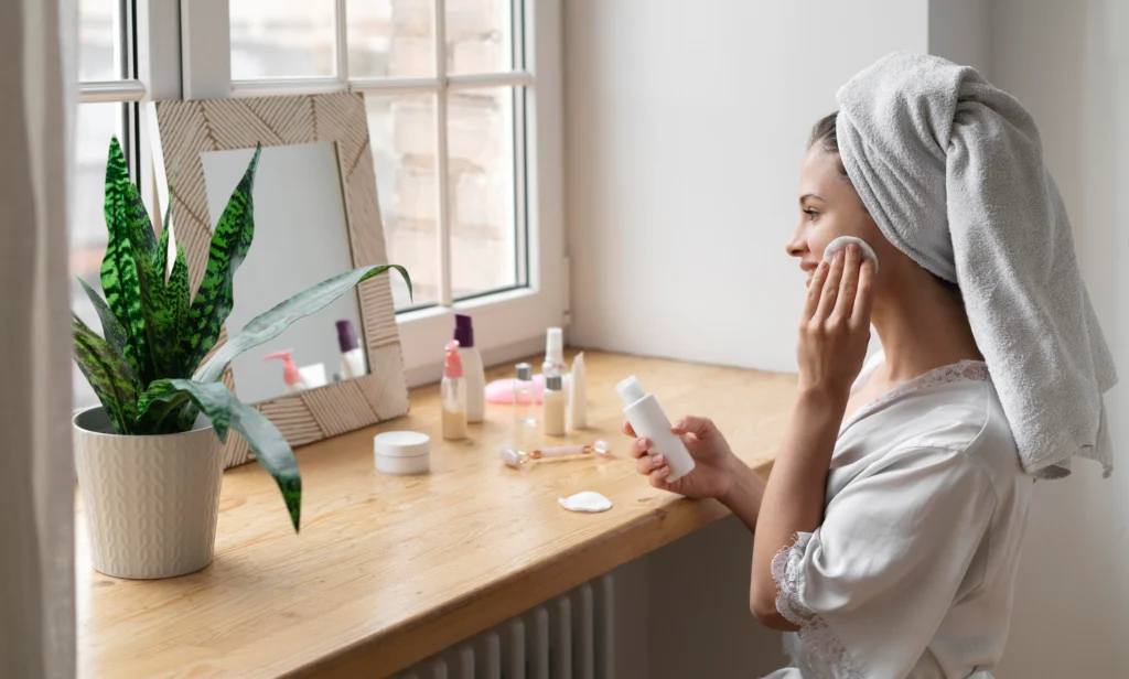 Why Cica (Centella Asiatica) Is My Go-To for Redness & Acne Marks in 2026 4 Woman applying Centella Asiatica serum during her daily skincare routine