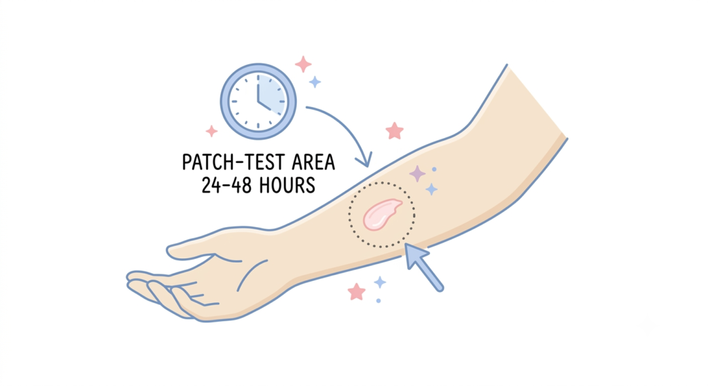 How to patch test a new cleanser for sensitive skin diagram