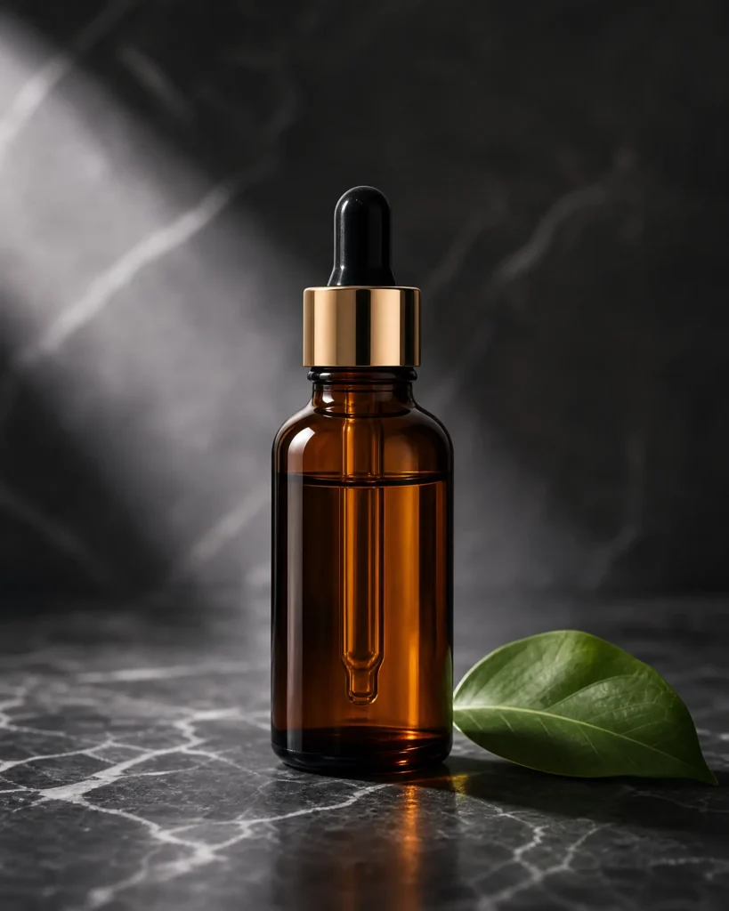 10 Best Centella Asiatica (Cica) Serums in India (2026) 5 Premium Centella Asiatica serum bottle styled on dark marble with soft studio lighting