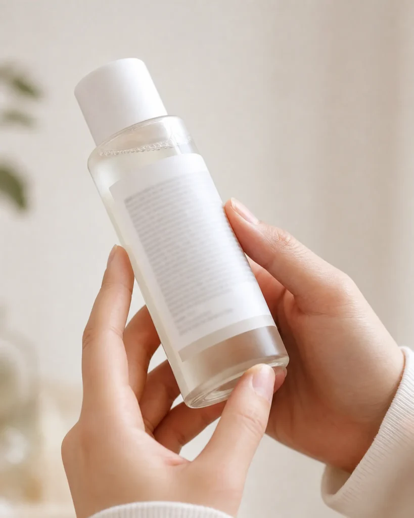10 Best Centella Asiatica (Cica) Serums in India (2026) 8 Person reading the ingredient list on a skincare serum bottle to check Centella Asiatica concentration
