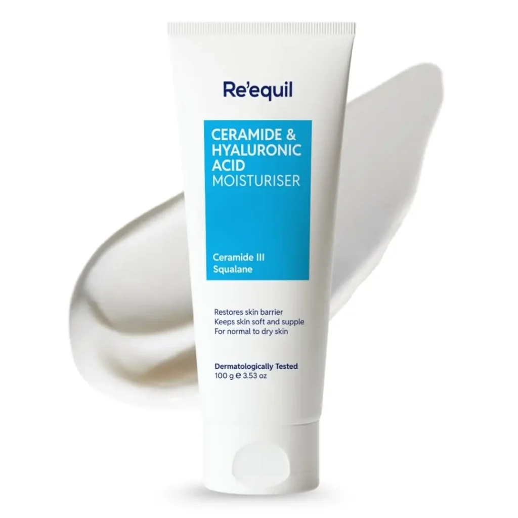 After Comparing 50+ Moisturizers, These 12 Are the Best for Sensitive Skin 8 Re'equil Ceramide & Hyaluronic Acid Moisturiser 100g for normal to dry skin, enriched with Ceramide III and Squalane to strengthen the skin barrier, provide long-lasting hydration, and keep skin soft and supple.