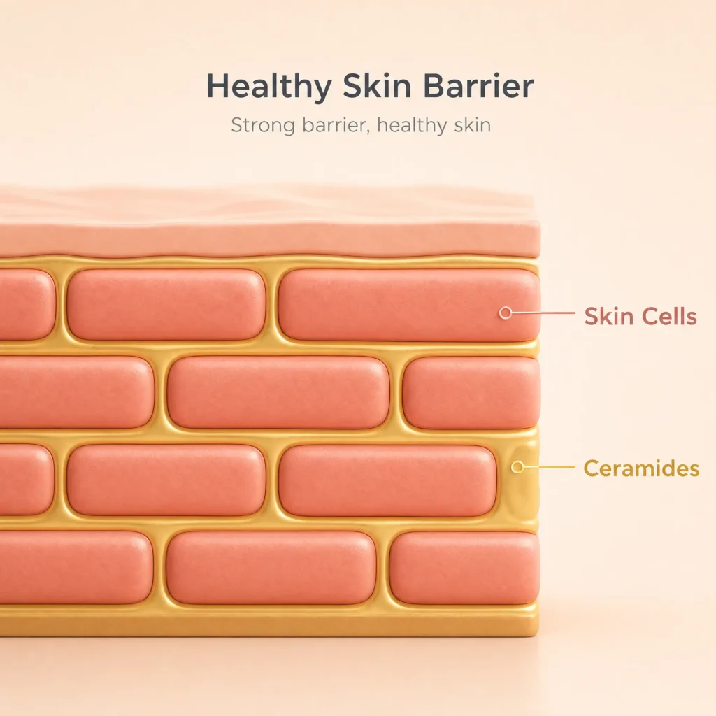 Niacinamide for Dry Skin: The Ultimate 2026 Fix 3 Skin barrier diagram showing ceramides and niacinamide benefits